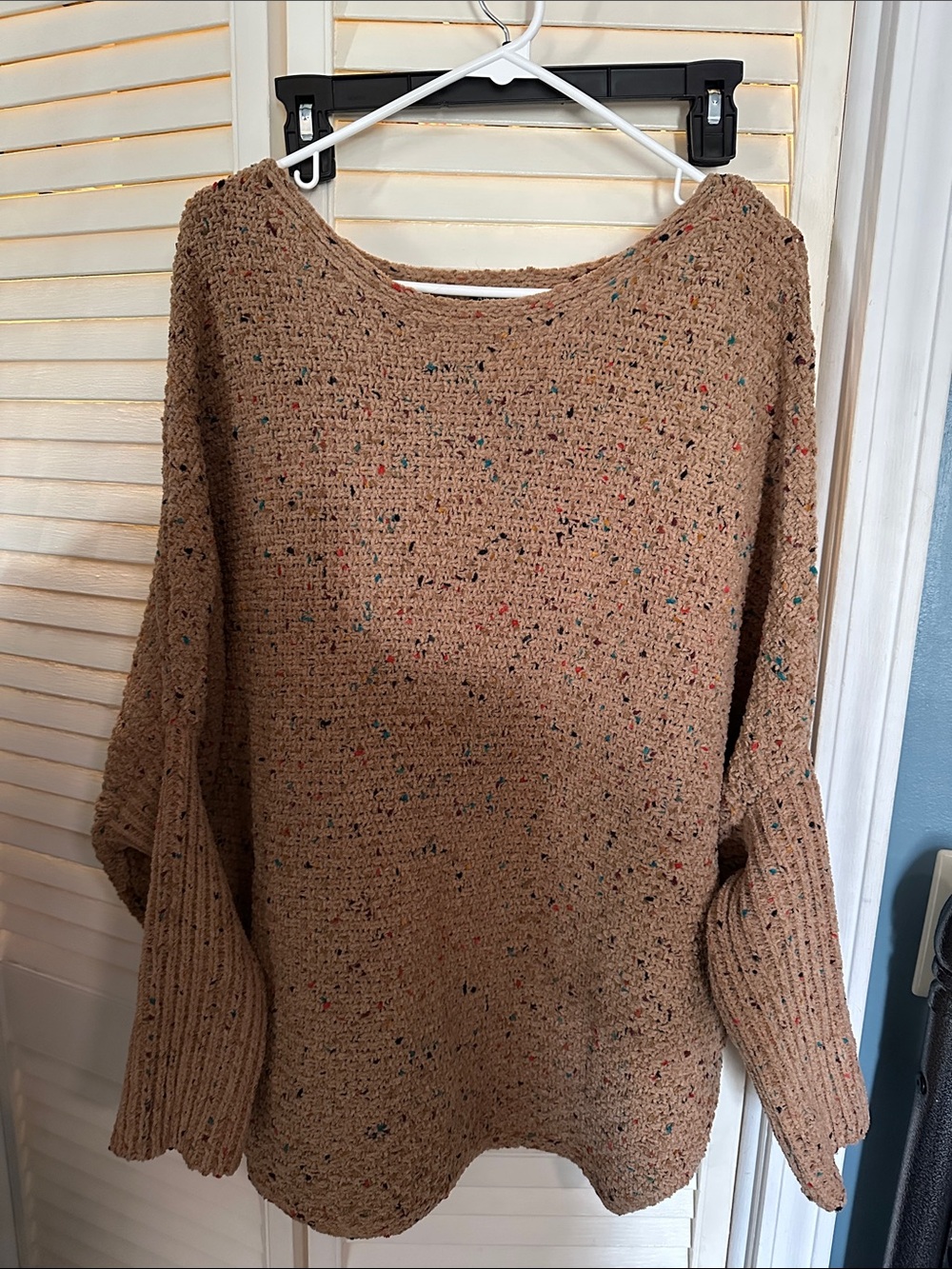 Cozy Speckled Crewneck Sweater in Tan